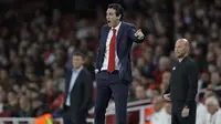 Pelatih Arsenal, Unai Emery, saat pertandingan melawan Vorskla pada laga Liga Europa di Stadion Emirates, London, Kamis (20/9/2018). Arsenal menang 4-2 atas Vorskla. (AP/Kirsty Wigglesworth)