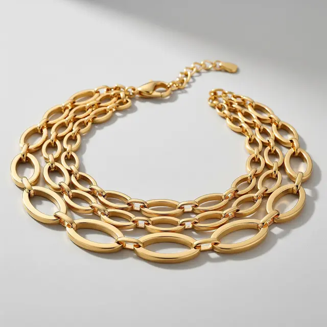 Gelang Emas Hollow Motif Rantai Oval Cocok untuk Harian dan Pesta