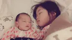 Potret Thalia dan Thania yang sedang tidur, keduanya terlihat menggemaskan. (Liputan6.com/IG/ruben_onsu)