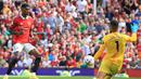 Beberapa peluang sempat didapat Manchester United, di antaranya melalui Marcus Rashford dan Christian Eriksen. Namun sayang, peluang keduanya masih belum mampu mengoyak gawang Robert Sanchez. (AFP/Lindsey Parnaby)