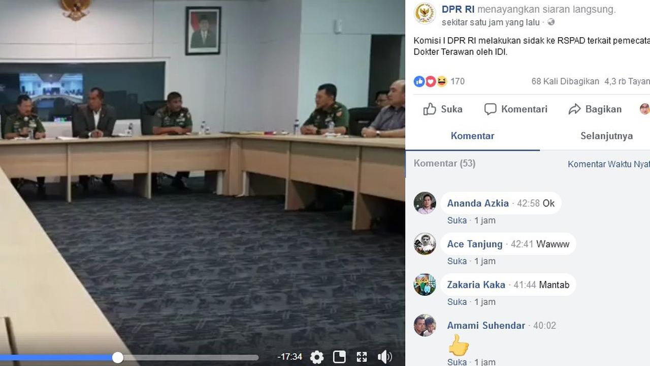 Soal Kasus Dokter Terawan, Komisi I DPR RI Sidak RSPAD Gatot Subroto