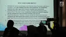 Sebuah layar memperlihatkan tulisan berisi permintaan yang membahas eksploitasi anak saat jumpa pers di kantor KPAI, Jakarta, Kamis (14/2). (Liputan6.com/Herman Zakharia)