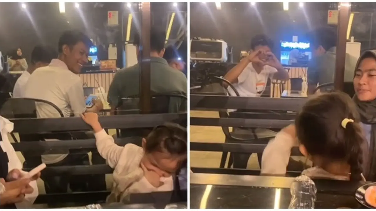 Momen Lucu Bocah Salting Lihat Cowok Sampai Berikan Heart Hands, Bikin Gemas