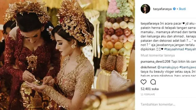 Busana adat saat pernikahan Tasya Farasya