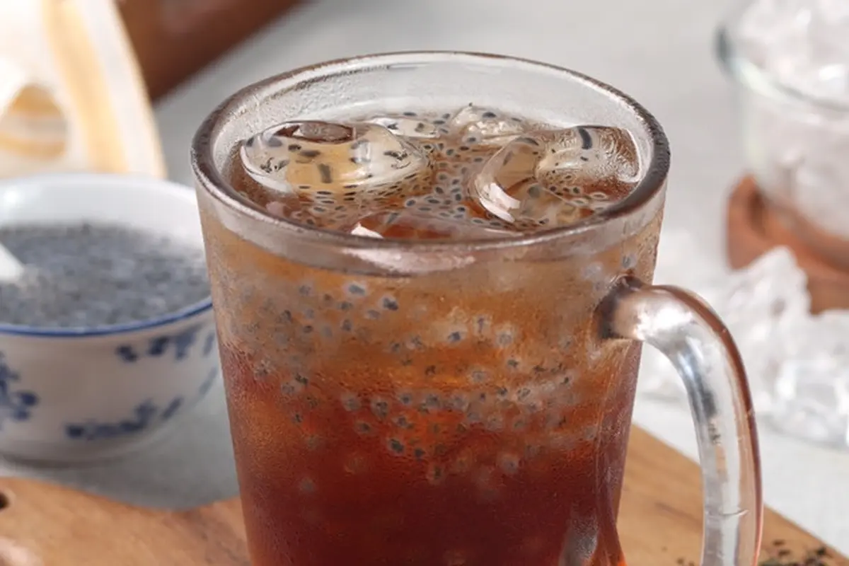 resep es teh selasih minuman