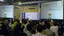 Presiden Joko Widodo memberi sambutan saat acara "Young On Top NationalConference (YOTCN) di Balai Kartini, Jakarta, Sabtu (25/8). YOTCN merupakan kegiatan tahunan berskala nasional. (Liputan6.com/Pool/Ist)