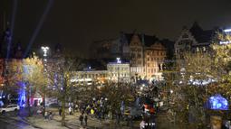 Suasana sekitar stadion jelang laga Liga Champions antara Malmo FF melawan PSG di Swedia, Rabu (25/11/2015) WIB dini hari. (AFP Photo/Jonathan Nackstrand)