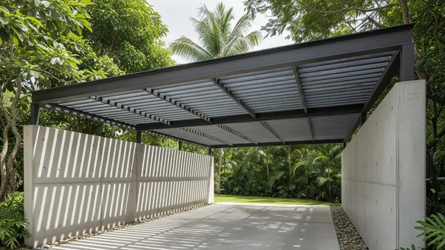 Model Struktur Baja Hollow dengan Atap Sirip Louver