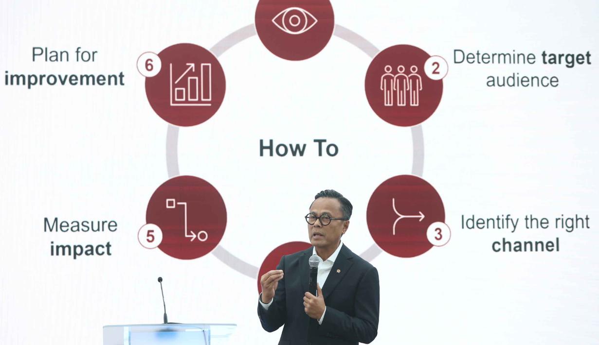 Sementara, Chief Operating Officer (COO) Danantara, Dony Oskaria mengatakan bahwa esensi terpenting dari rebranding merupakan perubahan pola pikir dan pemahaman manusia di dalam organisasi bahwa perubahan merupakan sebuah keharusan. Tampak dalam foto, Kepala BP BUMN dan COO Danantara Indonesia, Dony Oskaria saat memberi sambutan pada acara Launching BRI Corporate Rebranding, di Menara BRIlian Jakarta, Selasa (16/12/2025). (Kapanlagi.com/Budy Santoso)