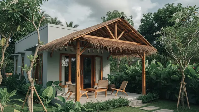 Model Kanopi Teras dari Rangka Kayu