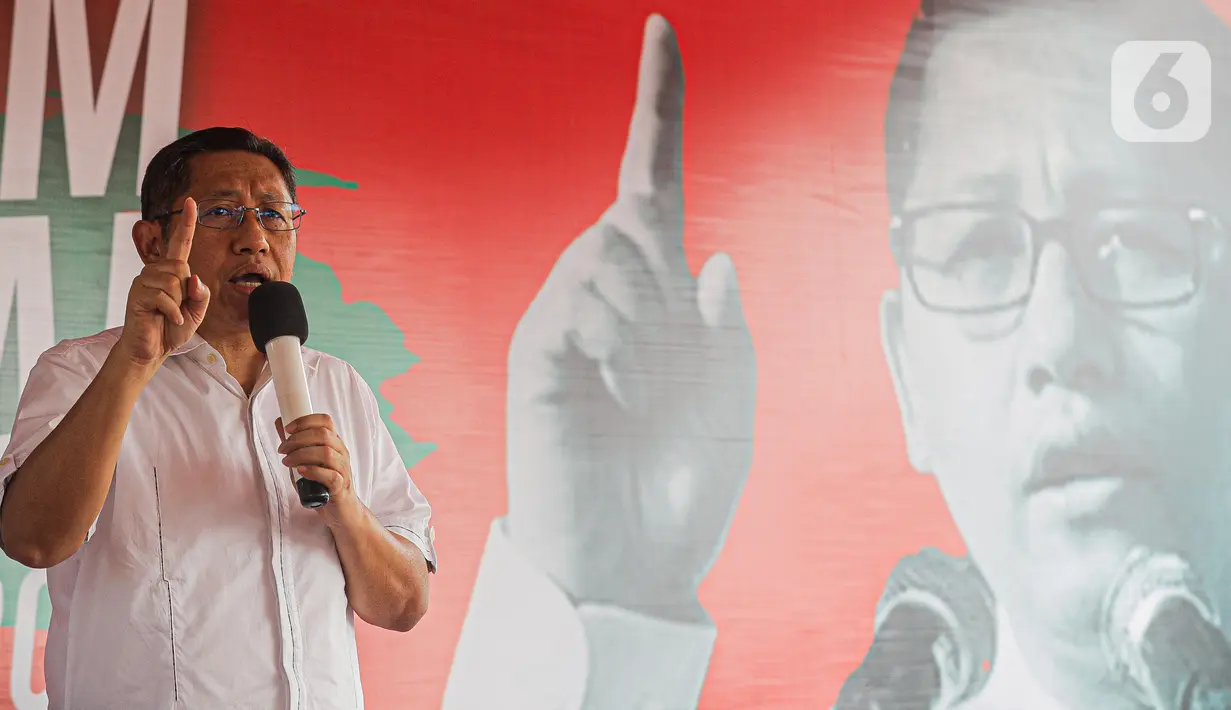 <p>Ketua Umum Partai Kebangkitan Nusantara (PKN), Anas Urbaningrum saat menyampaikan pidato politik pertamanya di kawasan Monas, Jakarta, Sabtu (15/7/2023). (Liputan6.com/Faizal Fanani)</p>