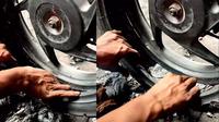 Ban motor bocor dimasukin pakaian (TikTok/@sahabat_motor_denpasar)