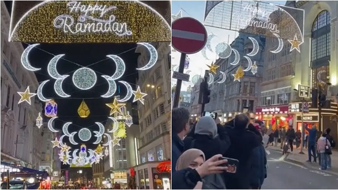 Potret Pertama Kali London Sambut Meriah Bulan Ramadhan, Diterangi Ribuan Lampu
