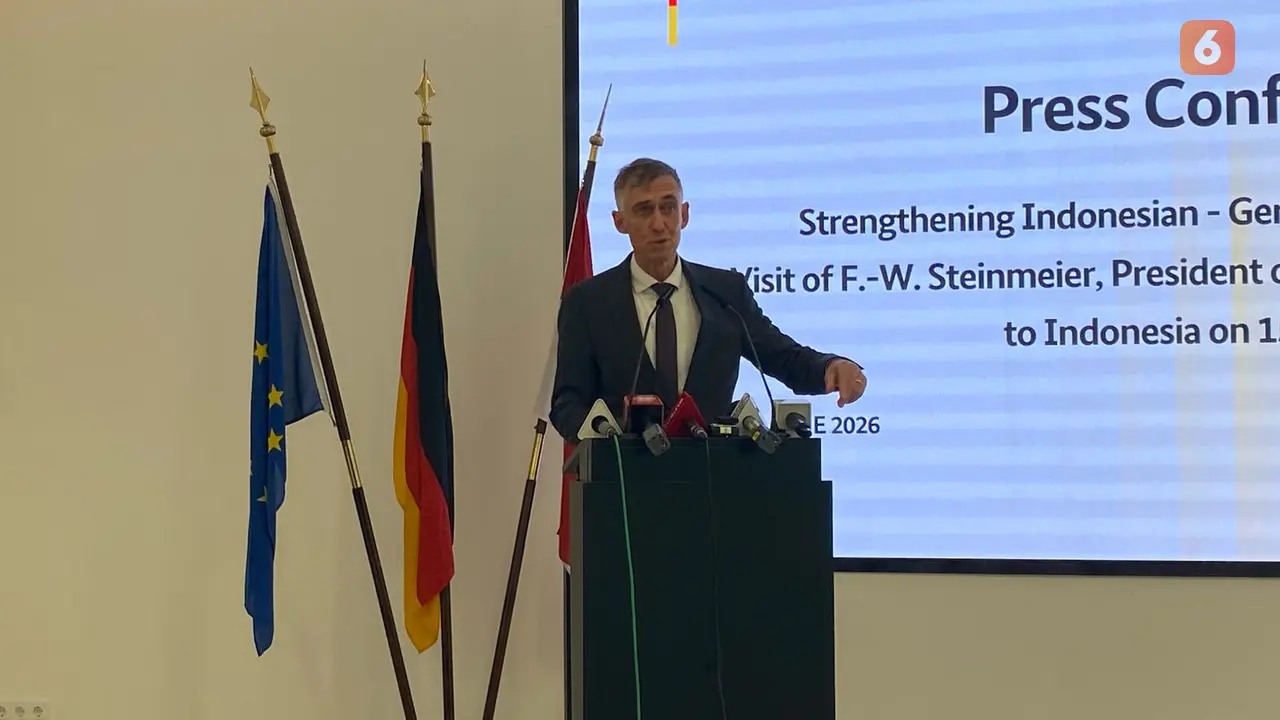 Duta Besar Jerman untuk Indonesia Ralf Beste pada Jumat (12/6/2026) menyampaikan rencana kunjungan Presiden Frank-Walter Steinmeier ke Indonesia yang dijadwalkan pada Senin, 15 Juni 2026. (Dok. Liputan6.com/Teddy Tri Setio Berty)