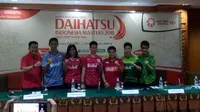Pebulutangkis Indonesia dalam konferensi pers Indonesia Masters 2018 di Hotel Sultan, Senin (22/1/2018). (Bola.com/Budi Prasetyo Harsono)
