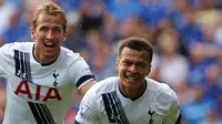 3. Harry Kane - Dele Alli (7 gol), duet Tottenham ini diharapkan publik Inggris dapat terus berkembang dan dilanjutkan hingga Piala Eropa mendatang, kerjasama keduanya sangat mempuni. (AFP/Geoff Caddick)