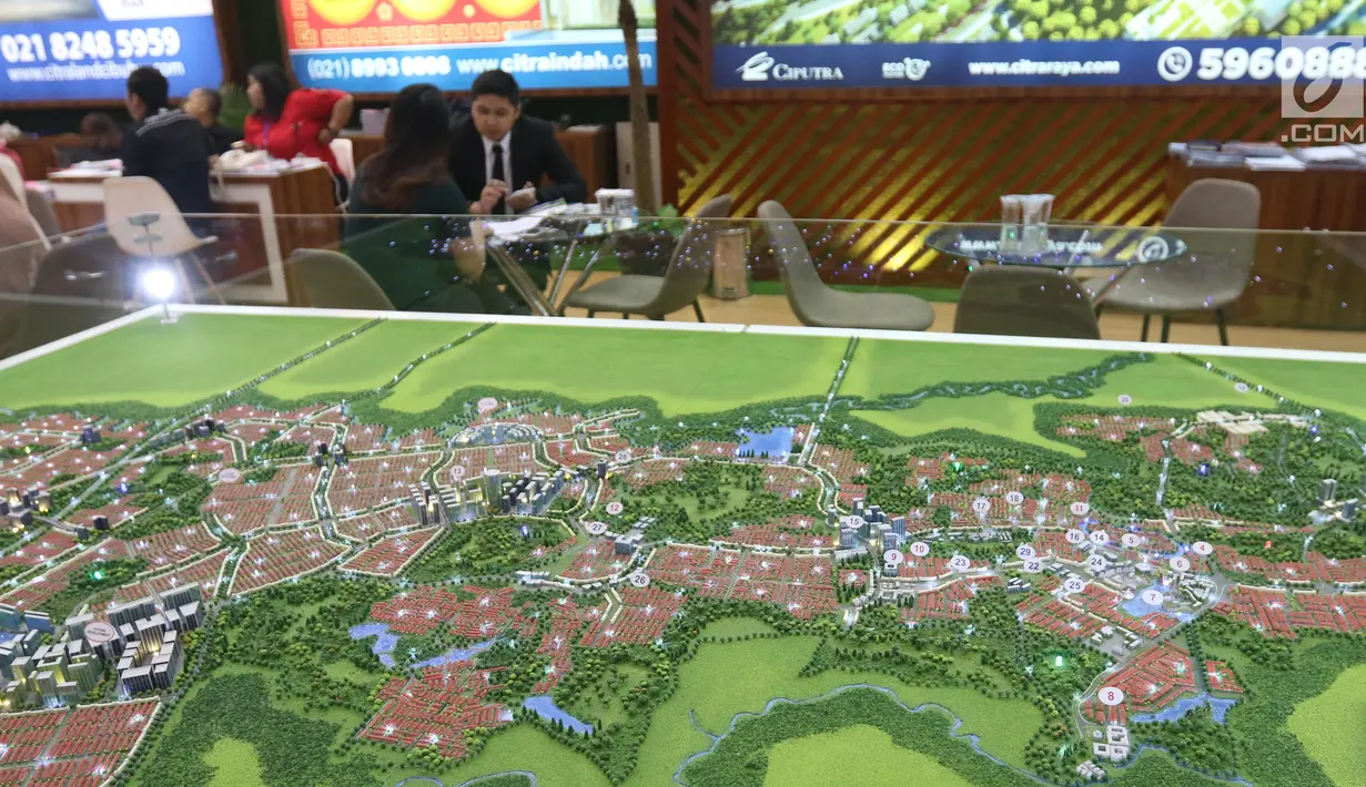 Site plan pembangunan perumahan dalam Indonesia Property Expo (IPEX) 2019 di JCC,  Sabtu (2/2). Ada 167 pengembang terlibat dalam IPEX ini yang terdiri dari 116 pengembang KPR non subsidi dan 51 pengembang subsidi. (Liputan6.com/Angga Yuniar)