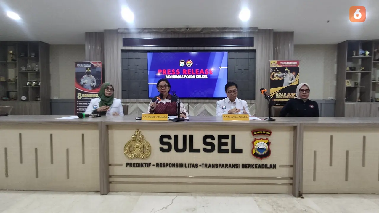Konferensi pers manajemen RS Bhayangkara Makassar (Liputan6.com/Fauzan)