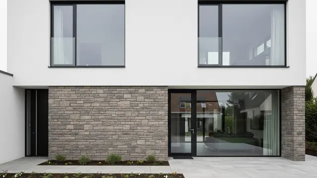 Desain Fasad Rumah Batu Alam Terbaru (Image by Gemini AI)