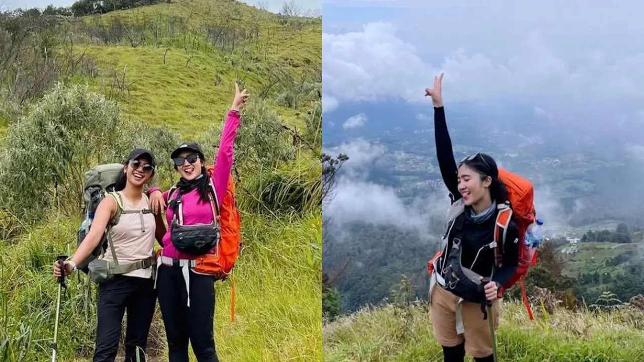 7 Gaya Sporty Febby Rastanty Saat Mendaki Gunung Merbabu, Tetap Cantik dan Stylish