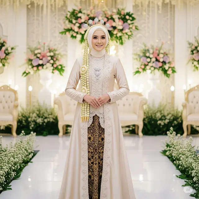 Model Baju Gamis Brokat untuk Akad Nikah. Foto: Gemini