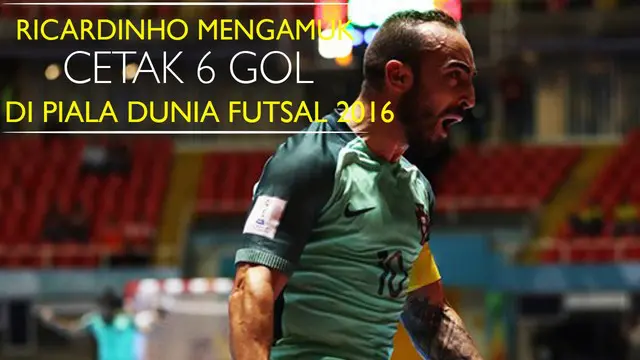 Video aksi Ricardinho pemain futsal Portugal yang mencetak 6 gol bagi Portugal saat timnya mengalahkan Panama dengan skor 9-0 di Piala Dunia Futsal 2016.