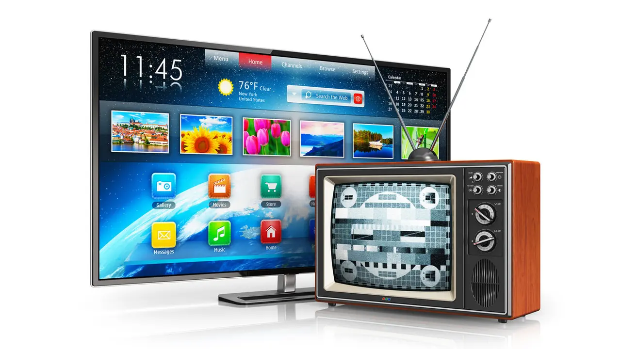 Ilustrasi tv digital dan tv analog