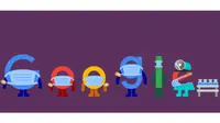 Google Doodle Kembali Ingatkan Pakai Masker dan Vaksinasi. Dok: Google