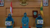 Pelantikan Ketua TP PKK Kalimantan Tengah berlangsung di Gedung C Sasana Bhakti Praja Kantor Kemendagri dan diikuti secara virtual, Selasa (25/5/2021).