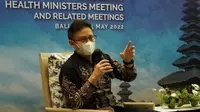 Menteri Kesehatan RI Budi Gunadi Sadikin saat konferensi pers "15th ASEAN Health Ministers Meeting and Related Meetings" di Hotel Conrad, Nusa Dua Bali pada Minggu, 15 Mei 2022. (Dok Kementerian Kesehatan RI)