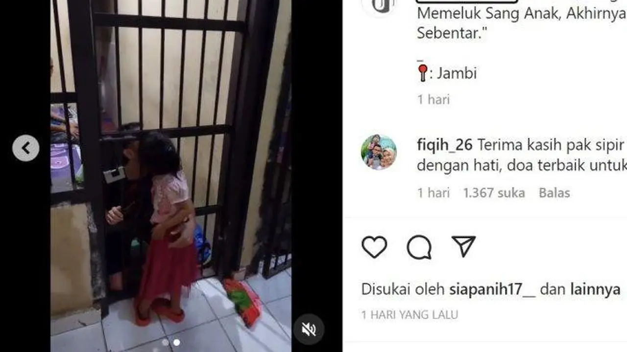 Ayah dan anak perempuannya terhalang jeruji besi saat pelukan (Instagram @undercover.id)
