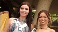 Promosi Miss Universe 2025, Wakil Indonesia Sanly Liu Foto Bareng dengan Miss Palestina