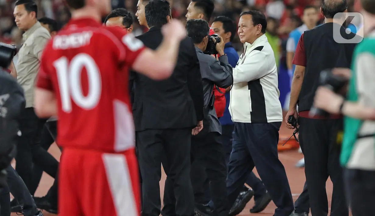 Presiden Prabowo Subianto mengaku bersyukur Timnas Indonesia bisa memenangkan laga melawan Bahrain. (Liputan6.com/Angga Yuniar)