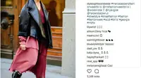 Ingin tampil keren dengan jaket kulit di musim hujan? Intip inspirasi gaya fashion berikut ini. (Foto: Instagram @stylesightworldwide)