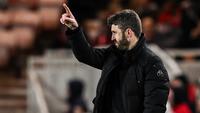 Manajer Middlesbrough asal Inggris, Michael Carrick, bereaksi selama pertandingan sepak bola leg pertama semifinal Piala Liga Inggris antara Middlesbrough dan Chelsea di Stadion Riverside di Middlesbrough, timur laut Inggris pada 9 Januari 2024. (Oli SCARFF/AFP)