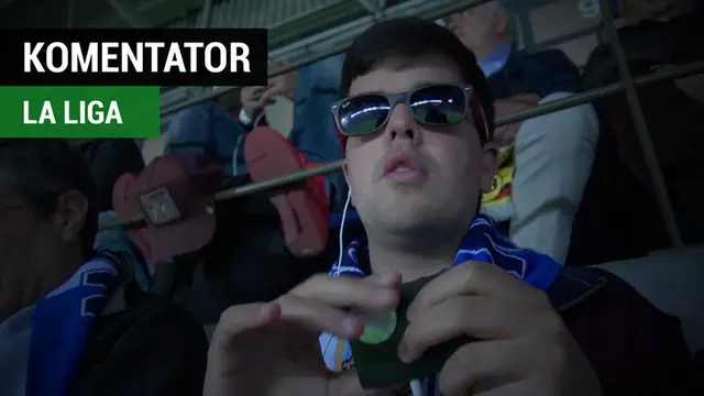 Berita video aksi komentator buta, Juan Antonio Zamora, saat laga La Liga, Malaga vs Barcelona.