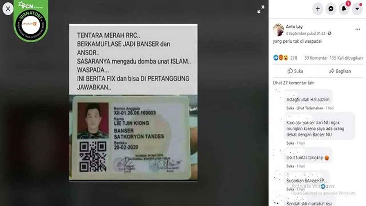Gambar Tangkapan Layar Foto KTA Banser