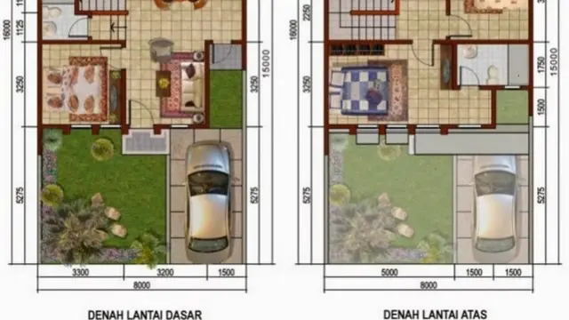 Desain Rumah 8x10 2 Lantai dengan 3 Kamar
