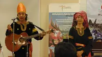 Para hadirin yang hadir pada acara resepsi pembukaan Sales Mission Pariwisata Indonesia dan Minangkabau Week di ASEAN Japan Center