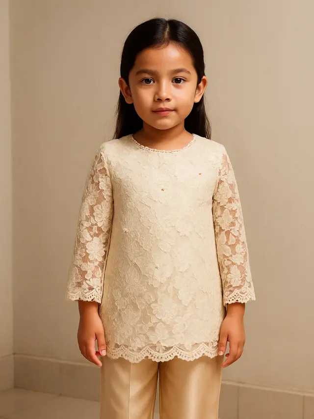 Model Baju Anak Brokat Kombinasi Satin