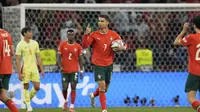 Selebrasi&nbsp;Cristiano Ronaldo usai mencetak gol di laga Portugal vs Spanyol di final UEFA Nations League, Senin (09/06/2025) dini hari WIB. (AP/Matthias Schrader)