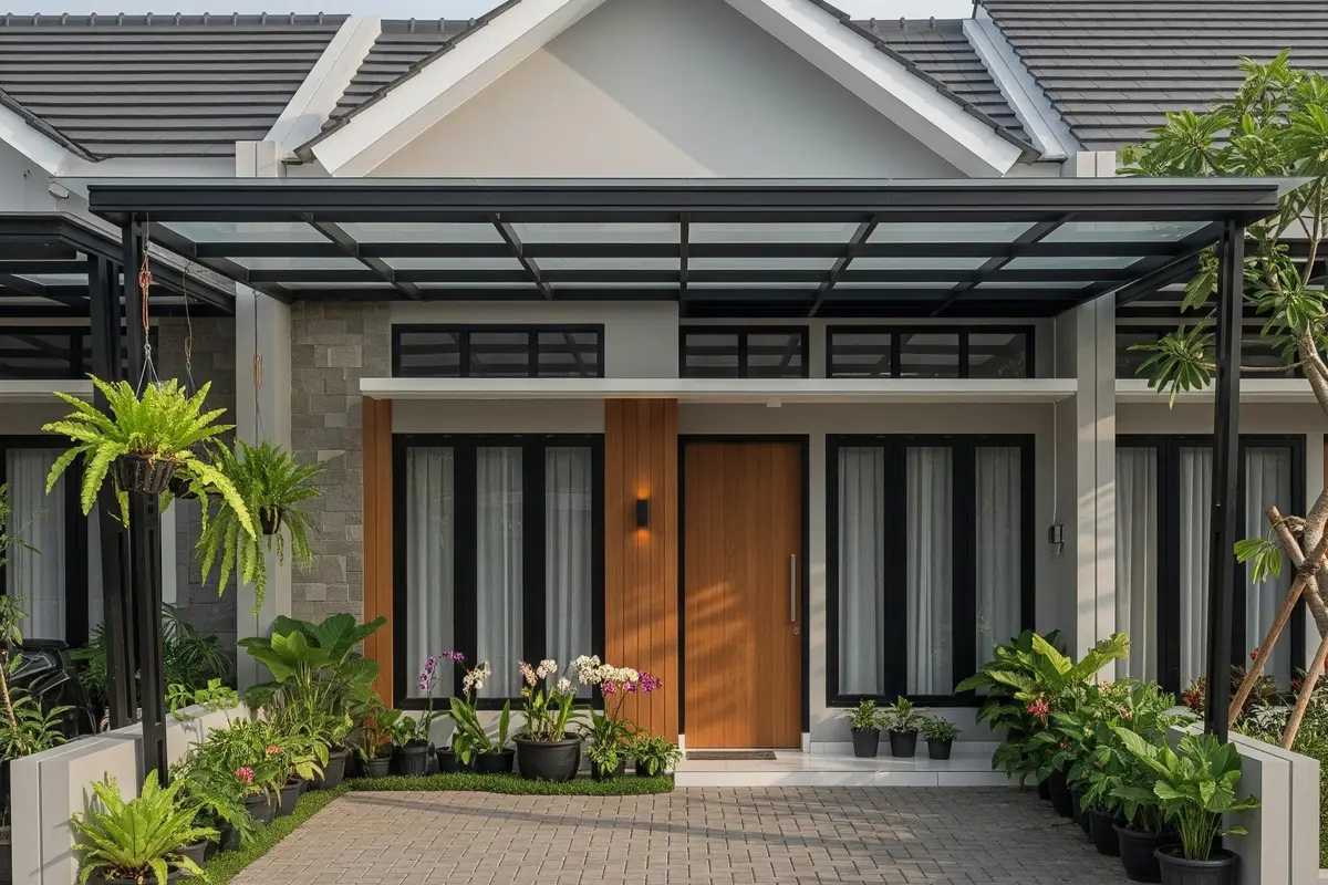 9 Desain Rumah Minimalis dengan Kombinasi Atap Pelana dan Kanopi, Estetika Modern