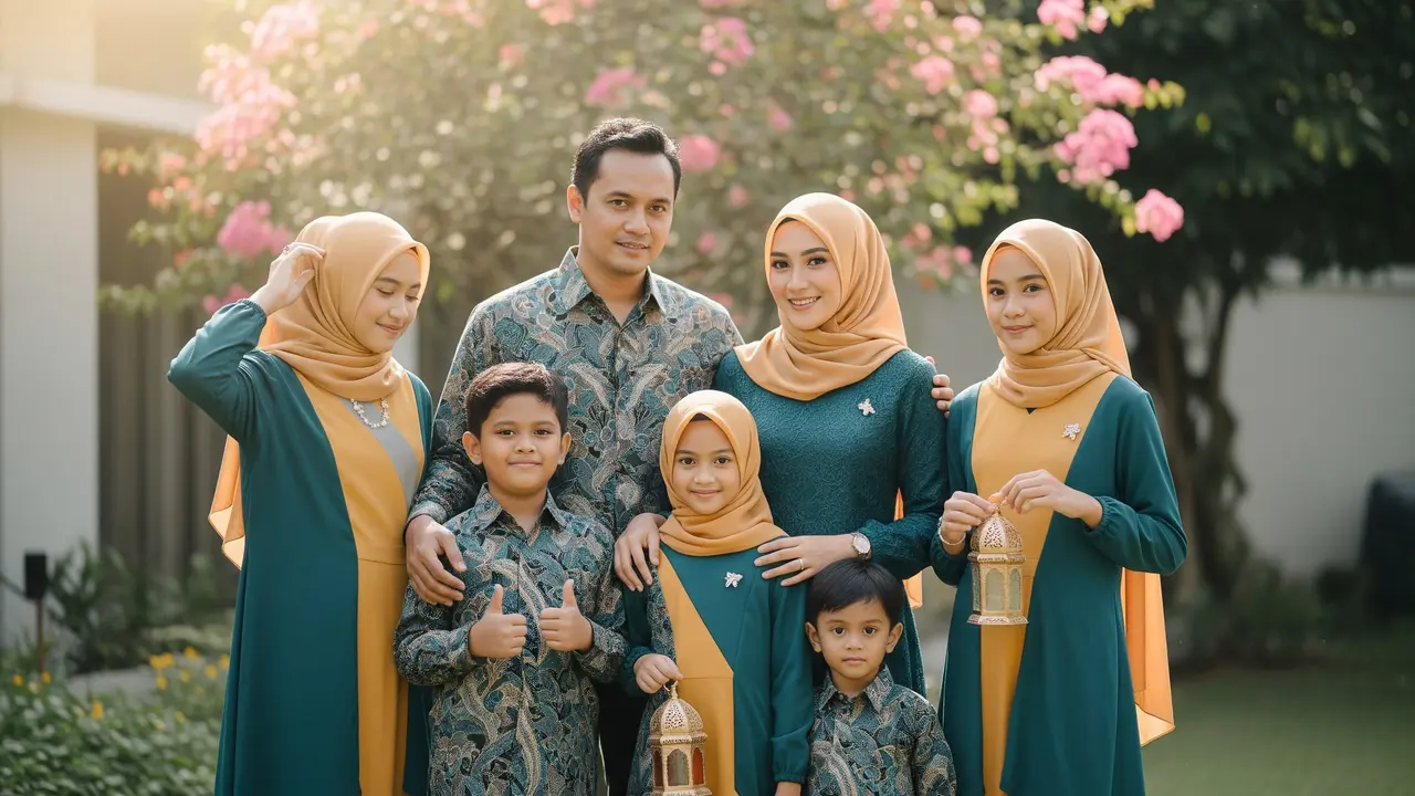 Ide Pose Foto Keluarga Outdoor Saat Lebaran (Gemini AI)