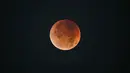 Momen ini sangat ditunggu para pencinta astronomi dan penikmat langit malam. Tampak dalam foto, “Blood Moon” terlihat selama gerhana bulan di langit malam di Shanghai, China pada 8 September 2025. (Hector RETAMAL/AFP)