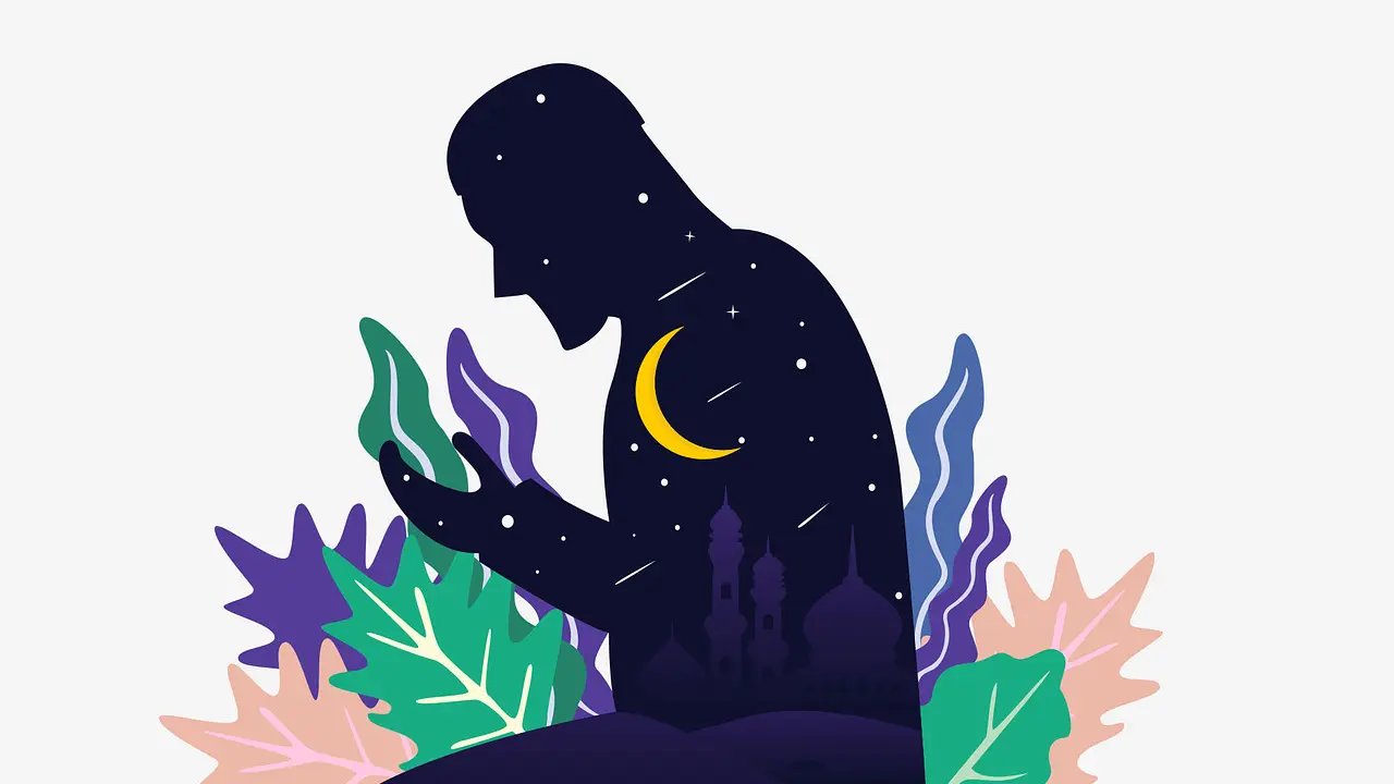 Ilustrasi Islami, berdoa, tenang