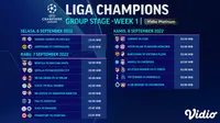 Link Live Streaming Penyisihan Grup Liga Champions 2022/23 Matchday 1 di Vidio 6-8 September 2022