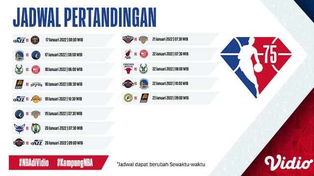 Jadwal Live Streaming NBA 2021/2022 Musim Reguler Pekan Ke-14 di Vidio