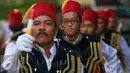 Penari saat beraksi menampilkan tarian Badui Al Muin pada Gelar Seni taman Budaya Yogyakarta, Jumat (18/3). Gelar seni yang menampilkan kesenian tradisonal kabupaten-kota Se DIY akan berlangsung hingga 20 Maret 2016. (Liputan6.com/Boy Harjanto)