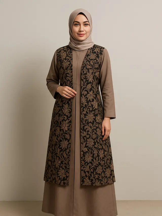 7 Model Gamis Batik Kombinasi untuk Wanita Usia 40-an,Tampil Elegan dan Kekinian