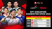 Link Live Streaming BWF KFF Singapore Badminton Open 2026: Babak 16 Besar di Vidio